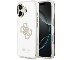 Guess PC/TPU Mirror 4G Glitter Logo MagSafe dėklas skirtas Apple iPhone 17 auksos spalvos