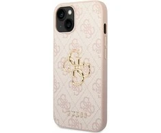 Guess PU 4G Metal Logo dėklas skirtas Apple iPhone 14 rožinės spalvos