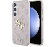 Guess PU 4G Metal Logo dėklas skirtas Samsung Galaxy S24 rožinės spalvos