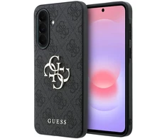 Guess PU 4G Metal Logo dėklas skirtas Samsung Galaxy A37 pilkos spalvos