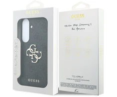 Guess PU 4G Metal Logo dėklas Samsung Galaxy S26 FE telefonui, juodas