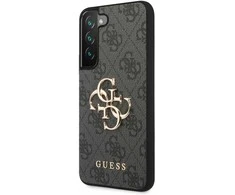 Samsung Galaxy S23 Guess dėklas 4G Big Metal Logo (GUHCS23S4GMGGR) pilkos spalvos