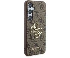 Guess PU 4G Metal Logo dėklas skirtas Samsung Galaxy S24 rudos spalvos