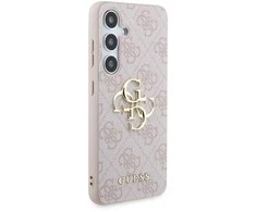 Guess PU 4G Metal Logo dėklas skirtas Samsung Galaxy S24 rožinės spalvos