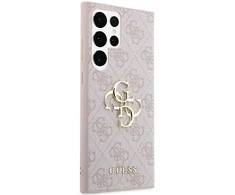 Guess PU 4G Metal Logo dėklas skirtas Samsung Galaxy S24 Ultra rožinės spalvos