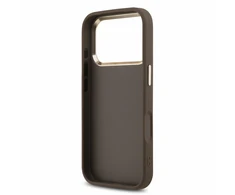 Guess PU 4G Metal Logo Strap Dėklas iPhone 18 Pro Brown
