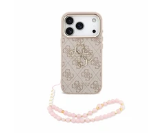 Dėklas Guess PU 4G Metal Logo Strap Case for iPhone 18 Pro Rožinė