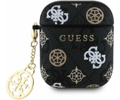 Guess PU 4G Peony Charm Apple AirPods 1/2 dėklas jūsų ausinėms juodos spalvos