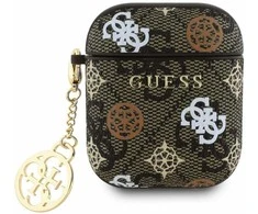 Guess PU 4G Peony Charm Apple AirPods 1/2 dėklas jūsų ausinėms rudos spalvos