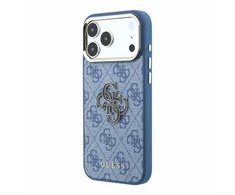 Dėklas Guess 4G &amp; Big Resin Logo do iPhone 18 Pro Max / 17 Pro Max Šviesiai mėlynas