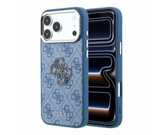 Dėklas Guess 4G &amp; Big Resin Logo do iPhone 18 Pro Max / 17 Pro Max Šviesiai mėlynas