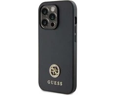 Dėklas GUESS GUHCP15LPS4DGPK IPHONE 15 PRO 6.1 "Juodas/Juodas HARDCASE STRASS METAL LOGO