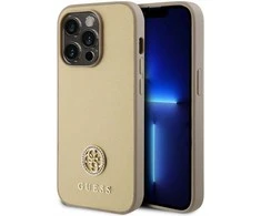 Apple iPhone 15 Pro Guess dėklas Strass Metal Logo (GUHCP15LPS4DGPD) aukso spalvos
