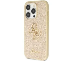 Dėklas GUESS GUHCP15XHG4SGD IPHONE 15 PRO MAX 6.7 "ZLOTY/GOLD HARDCASE GLITTER SCRIPT BIG 4G