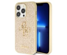 Dėklas GUESS GUHCP15XHG4SGD IPHONE 15 PRO MAX 6.7 "ZLOTY/GOLD HARDCASE GLITTER SCRIPT BIG 4G
