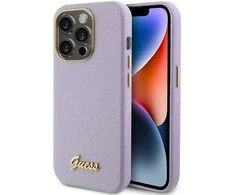 Apple iPhone 15 Pro Guess dėklas Glitter Glossy Script (GUHCP15LPGMCSL) violetinės spalvos