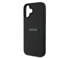 Guess GUHMP16MPGHSMMK Apple iPhone 16 Plus 6.7″ juodos spalvos kietas dėklas Grained Ring MagSafe