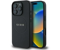 Guess PU Grained Classic Logo MagSafe Apple iPhone 16 Pro dėklas telefonui juodos spalvos