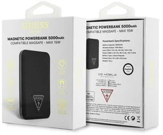 Guess PU Grained Triangle Logo MagSafe Powerbank 5000mAh juodos spalvos