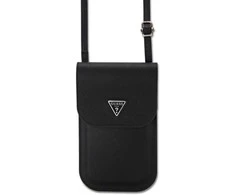 Dėklas Guess PU Grained Triangle Logo Phone Bag juodos spalvos
