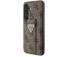 Guess GUHCS24SPGS4TDW S24 S921 dėklas telefonui rudos spalvos Grip Stand 4G Triangle Strass