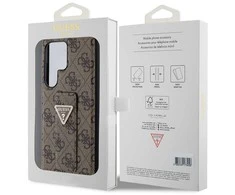 Guess GUHCS24LPGS4TDW S24 Ultra S928 dėklas telefonui rudos spalvos Grip Stand 4G Triangle Strass