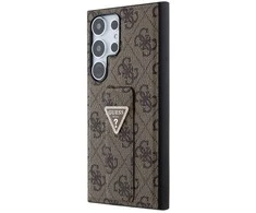 Guess GUHCS24LPGS4TDW S24 Ultra S928 dėklas telefonui rudos spalvos Grip Stand 4G Triangle Strass
