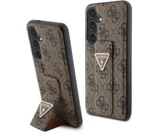 Guess GUHCS24SPGS4TDW S24 S921 dėklas telefonui rudos spalvos Grip Stand 4G Triangle Strass