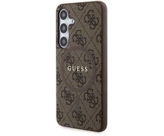 Guess GUHMS24SG4GFRW S24 S921 rudos spalvos kietas dėklas 4G Collection Leather Metal Logo MagSafe