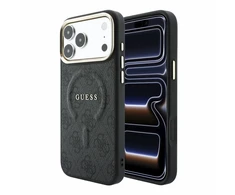 Guess Embossed 4G Classic MagSafe dėklas skirtas iPhone 18 Pro / iPhone 17 Pro juodas