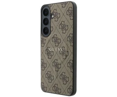 Dėklas Guess Embossed 4G Ring Classic Logo MagSafe do Samsung Galaxy S26 FE ruda