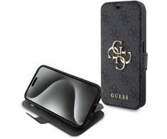 Guess 4G Metal Logo Apple iPhone 15 Pro - dėklas telefonui pilkos spalvos