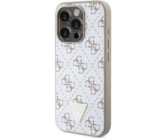 Guess 4G Triangle Metal Logo - dėklas skirtas Apple iPhone 15 Pro Baltas
