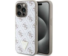 Guess 4G Triangle Metal Logo - dėklas skirtas Apple iPhone 15 Pro Baltas