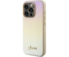 Dėklas GUESS GUHCP15LPSAIRD IPHONE 15 PRO 6.1 "GOLD / GOLD HARDCASE SAFFIANO IRIDESCENT SCRIPT