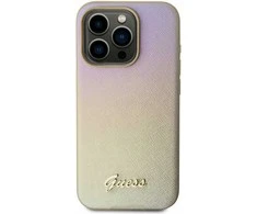 GUESS GUHCP15XPSAIRD IPHONE 15 PRO MAX 6.7" ZLOTY/AUKSINIS KIETAS DĖKLAS SAFFIANO IRIDESCENT SCRIPT