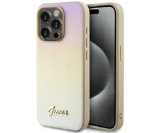 Dėklas GUESS GUHCP15LPSAIRD IPHONE 15 PRO 6.1 "GOLD / GOLD HARDCASE SAFFIANO IRIDESCENT SCRIPT