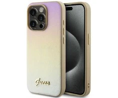 GUESS GUHCP15XPSAIRD IPHONE 15 PRO MAX 6.7" ZLOTY/AUKSINIS KIETAS DĖKLAS SAFFIANO IRIDESCENT SCRIPT