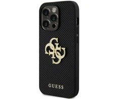 Dėklas GUESS GUHCP15LPP4LGK IPHONE 15 PRO 6.1 "Juodas/Juodas HARDCASE LEATHER PERFORATED 4G GLITTER LOGO