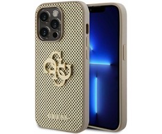 Dėklas GUESS GUHCP15LPSP4LGD IPHONE 15 PRO 6.1 "GOLD/GOLD HARDCASE PERFORATED 4G GLITTER