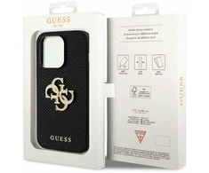 Dėklas GUESS GUHCP15LPP4LGK IPHONE 15 PRO 6.1 "Juodas/Juodas HARDCASE LEATHER PERFORATED 4G GLITTER LOGO