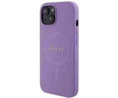 Apple iPhone 15 Plus Guess dėklas Saffiano MagSafe (GUHMP15MPSAHMCU) violetinės spalvos