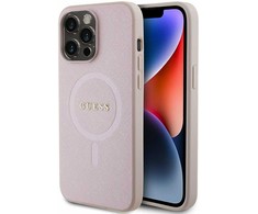 Apple iPhone 15 Pro Max Guess dėklas Saffiano MagSafe (GUHMP15XPSAHMCP) rožinės spalvos