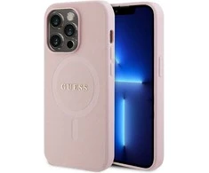 Apple iPhone 15 Pro Guess dėklas Saffiano MagSafe (GUHMP15LPSAHMCP) rožinės spalvos
