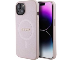 Dėklas Guess Saffiano MagSafe - Apple iPhone 15 Case pink