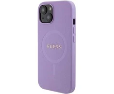 Guess GUHMP15SPSAHMCU Apple iPhone 15 / 14 /13 6.1″ violetinės spalvos kietas dėklas Saffiano MagSafe