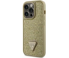 Apple iPhone 14 Pro Guess dėklas Rhinestone Triangle (GUHCP14LHDGTPD) aukso spalvos