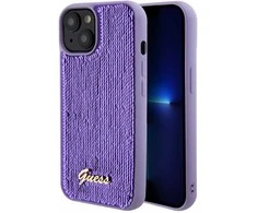 Dėklas GUESS GUHCP15SPSFDGS IPHONE 2013-15-14 6.1 "PURPURINĖ / PURPURINĖ KIETOJI DĖLĖS SEQUIN SCRIPT METAL