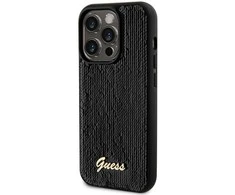 Apple iPhone 14 Pro Guess dėklas Sequin Script Metal (GUHCP14LPSFDGSK) juodos spalvos