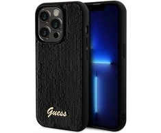 Apple iPhone 14 Pro Max Guess dėklas Sequin Script Metal (GUHCP14XPSFDGSK) juodos spalvos